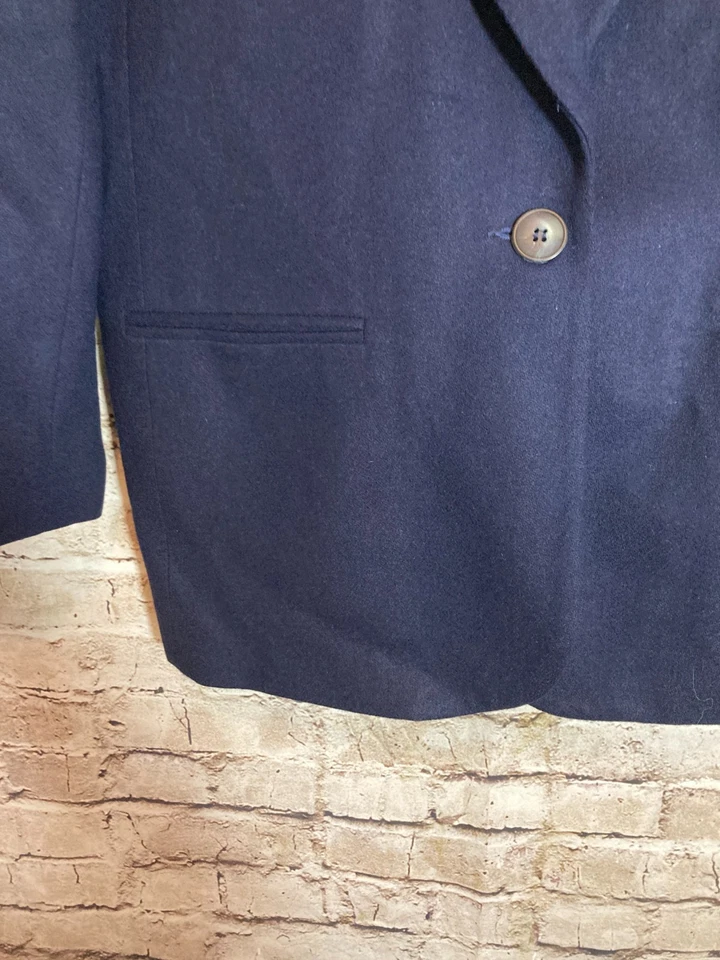 Chaqueta Blazer Kim Rogers Lana 10 Pequeña Azul Marino Un Botón Oficina Trabajo Ropa Foto 4 de 4