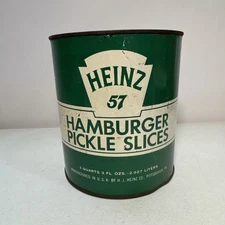 Vintage Heinz 57 Hamburger Pickle Slices 3 Quart Tin