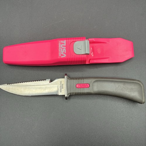 TUSA LIBERATOR SCUBA DIVERS KNIFE PINK #1203 JAPAN STAINLESS - Picture 1 of 10