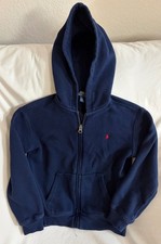 Polo Ralph Lauren Kids Zip Hoodie Jacket Navy Blue Size 7 Full Zip Small Pony