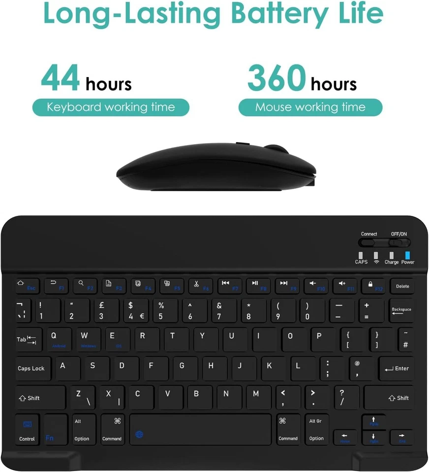 Clavier et souris Bluetooth ultra fin et rechargeable pour tablette Android..... - Photo 4/4