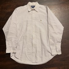 Vintage Polo Ralph Lauren Blake Shirt Large White Pattern 100 Cotton