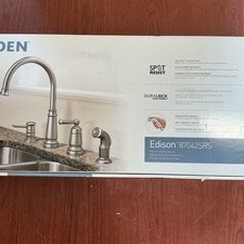 NEW MOEN Edison 87042SRS One-Handle Kitchen Faucet W/Soap Dispenser B178