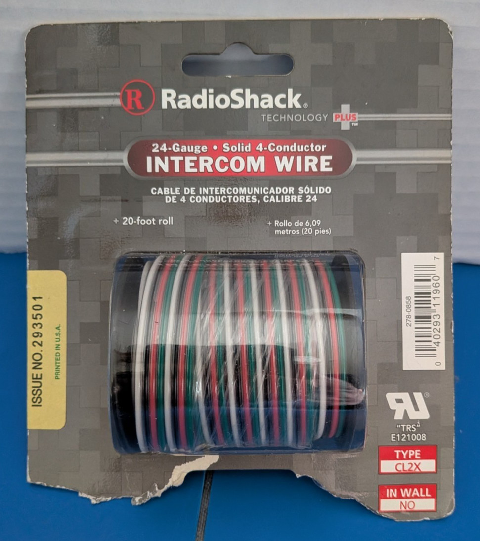Vintage Radio Shack 24 Gauge Solid 4 Conductor Intercom Wire 20 Foot Roll CL2X