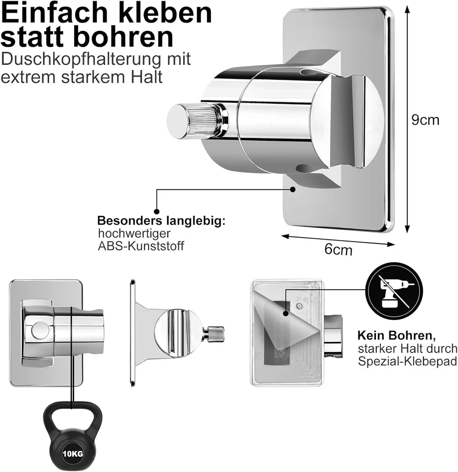 Duschkopfhalterung ohne Bohren Handbrause Halterung Verstellbar - Bild 2 von 4