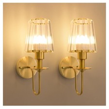 Battery Operated Wall Sconces Set of 2   5200mAh Rechargeable Gold Crystal