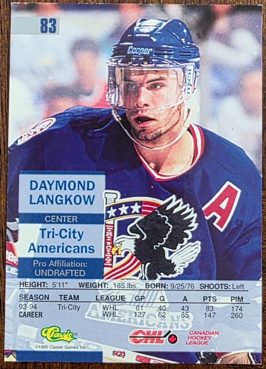 1995 CLASSIC IMAGES DAYMOND LANGKOW TRI-CITY AMERICANS CARD #83 NM