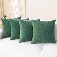 CaliTime Christmas Throw Pillow Covers Set 4 Dark Green 18x18 Decorative Chenill