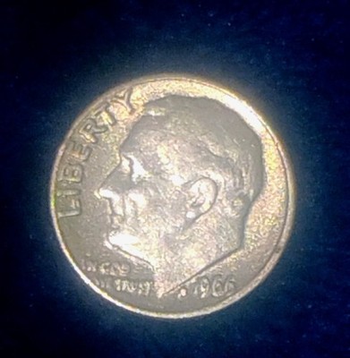 1966 Roosevelt dime no mint mark, Distorted Lettering/errors Thru Out The Coin