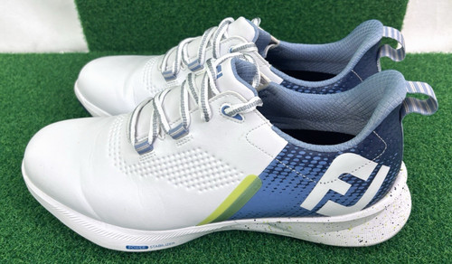 FootJoy FUEL Men's Golf Shoes USED White Blue #55429 Previous Season 10 Medium