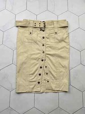 Just Cavalli 2007 Women's Belted Pencil Skirt Button Front Cotton Midi Designer