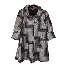 Damee Inc. Black Silver Buttoned Coat Abstract Design Size Small