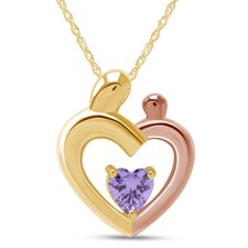 Simulated Birthstone Two Tone Mom Child Pendant Necklace 925 Sterling Silver
