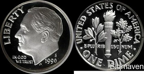 1996 S 90% Silver Roosevelt Dime Deep Cameo Gem Proof