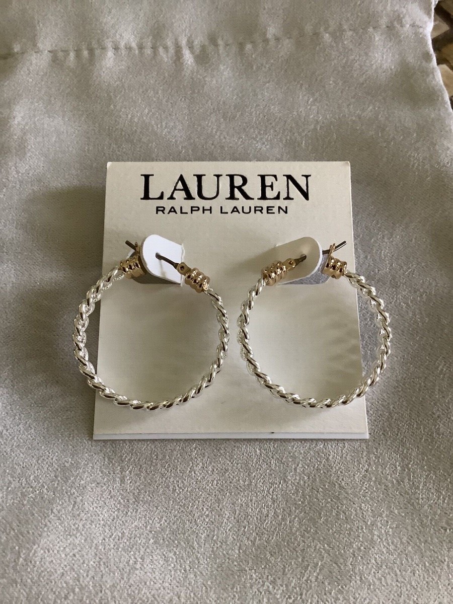 Ralph Lauren Two-Tone Chain Link Hoop Earrings NWT | eBay