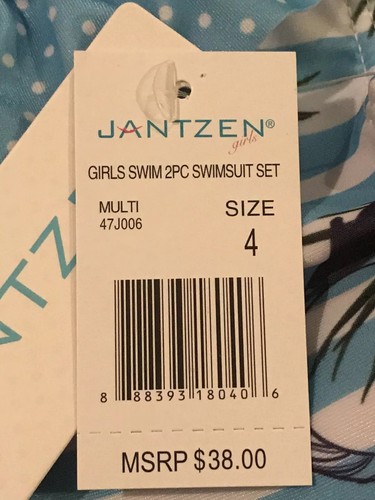 Jantzen Girls Size 4 Neo Nautical Tropical Anchor Print 2 Piece Bikini $38 New - Picture 3 of 4