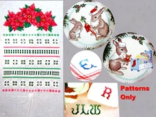Poinsettia Hardanger Christmas Bunnies Shaded Alphabet A-Z CROSS STITCH PATTERNS