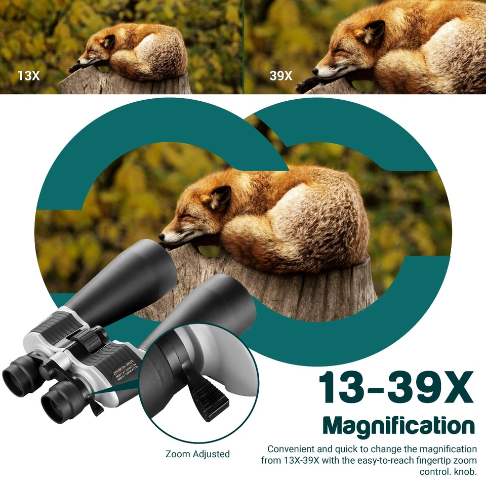 13-39x70 Zoom Binoculars Telescope HD with FMC Lens Phone Adapter for Outdoor - Image 2 of 4