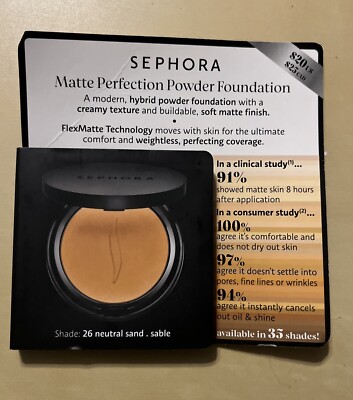 Sephora Matte Perfection Powder Foundation 26 Neutral Sand (Sable) Deluxe Sample