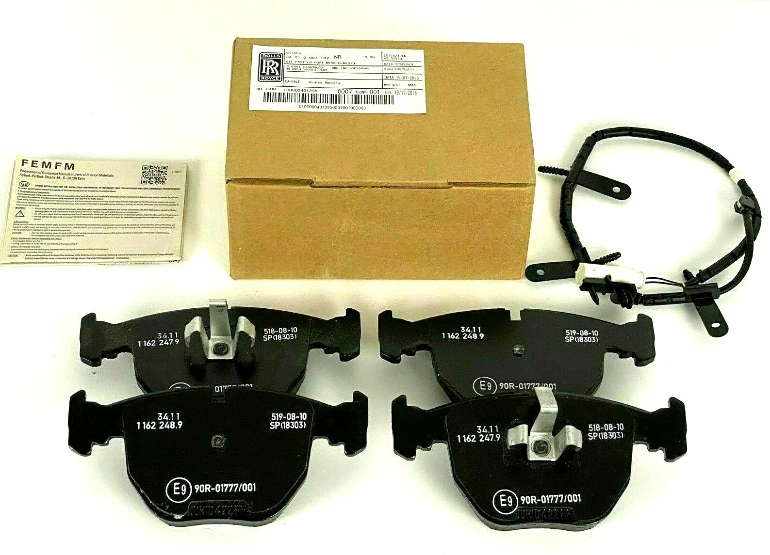 🚚Rolls Royce Ghost, Wraith & Dawn Rear Brake Pad With Sensors