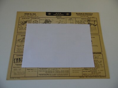A.E.A. Tune Up System Chart NASH six 1942 model 4240 ambassador 600