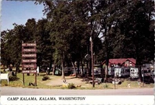 Kalama WA Washington CAMP KALAMA Camping~Fishing~Trailer COWLITZ CO 4X6 Postcard