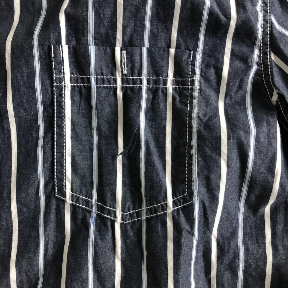 Nautica Mens Gray Stripe Long Sleeve Button Down Shirt Size 2XL - Image 4 of 4