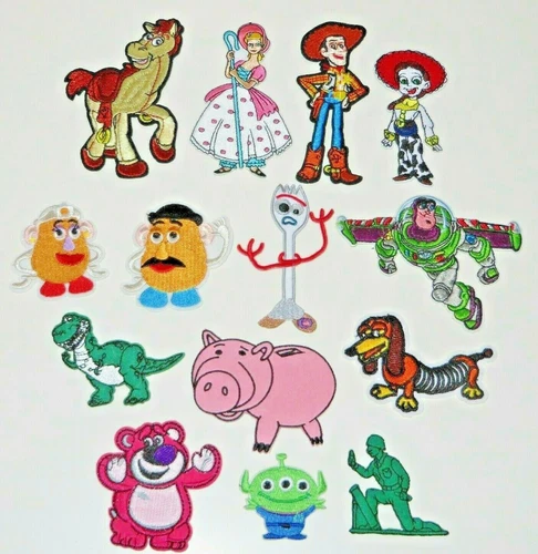 Toy Story Set of 14 Character Embr. Iron On Patches Size 2.5"- 4" Limited Quanty