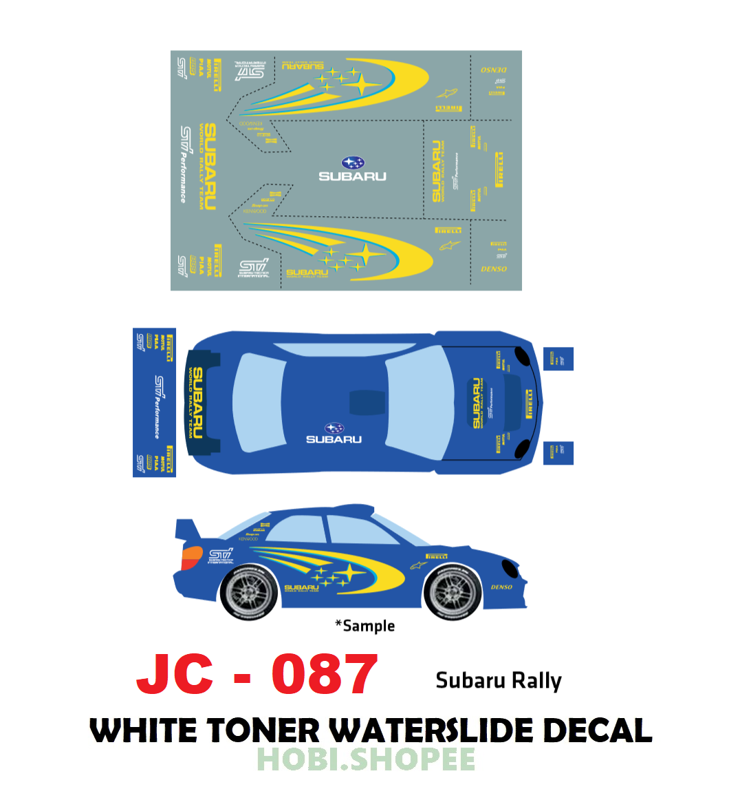 JC-9087 White Toner Waterslide Decals SUBARU RALLY For Custom 1:64