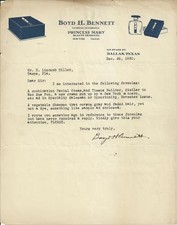 OLD VINTAGE BOYD H. BENNETT PRINCESS MARY DALLAS TEXAS 1930 LETTER LETTERHEAD