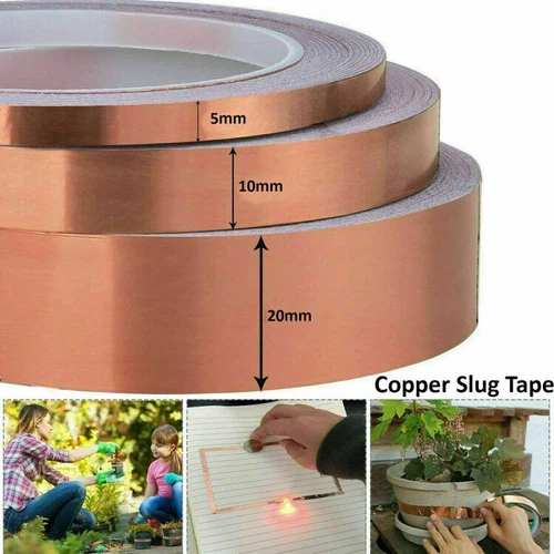 20M Adhesive Conductive Copper Slug Roll Tape Repellent Guitar Pickup EMI Shield - Imagen 3 de 17
