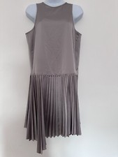 Image of Stunning Allsaints Ladies Dress Pale Grey Pleated Fits Size UK 12