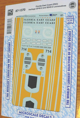 Microscale Decal HO #87-1370 Florida East Coast (FEC) Heritage GP40-2 & SD40-2
