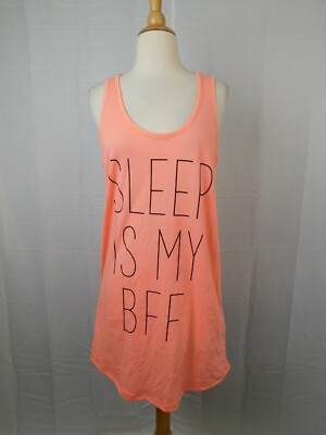 Jenni Moore Sleep is My BFF Pajama Tank Top Sleepshirt Coral, Small #8312