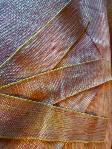 MELON TERRACOTTA YELLOW SLUBBY WOVEN SURGED REMNANT UPHOLSTERY FABRIC - Picture 3 of 3