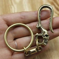 Solid Brass Skull Keychain Belt Clip Hook Bag Hook Car Edc Key Hang Buckle