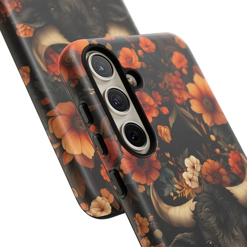 Black Boho Bull Orange Flower - Phone Case for iPhone, Galaxy, Pixel - 第 215/281 張圖片