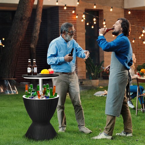 Height Adjustable Outdoor Cooler Table with 8 Gallon Capacity All Weather Patio - Picture 7 of 12