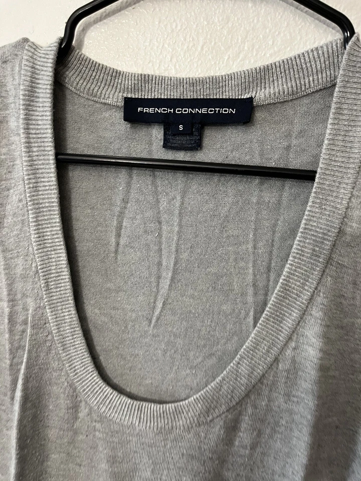 Suéter túnica de punto gris talla pequeña French Connection cuello redondo para mujer S Foto 3 de 4