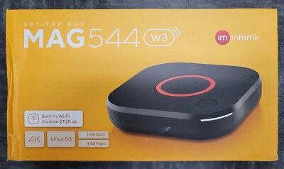 MAG544w3 4K HDR Set-Top Box - Dual Band WiFi, HEVC/AV1 Support, Dolby Digital Plus, No Subscription Included