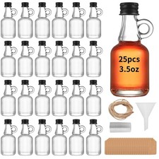 eispap 25Pcs 3.5OZ Single ear Mini Glass Liquor Bottles 100ml with Lids Small...