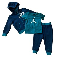 Nike Jordan Jumpman Teal Navy Matching 3-Piece Jogger Sweatsuit Set 24Months