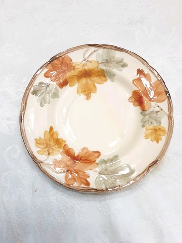 Set 2 Piatti Pranzo Ottobre Francescani Vintage 8" Autunno Autunno Foglie Marrone - Foto 14 di 22