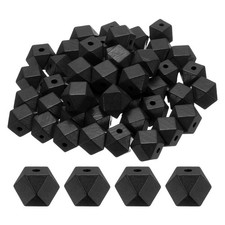50pcs 20mm Black Geometric Wood Beads 4mm Large Hole for Jewelry Making