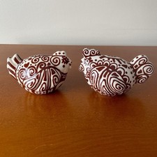 Hand Painted Chicken Salt & Pepper Shakers Set Hen & Rooster Hearts Love