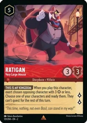 4x Ratigan - Very Large Mouse - 121/204 - Rare NM-Mint Disney Lorcana: Rise of t