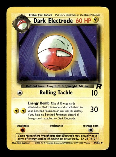 Dark Electrode 34/82 Uncommon Team Rocket Pokemon Unlimited Moderately Played