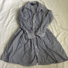 Girls Polo Ralph Lauren Blue-White Striped Shirt Dress Size 6 Button Front