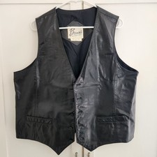 Bermans Vintage Leather Vest Black Size 48 Western Dandy Festival Motorcycle