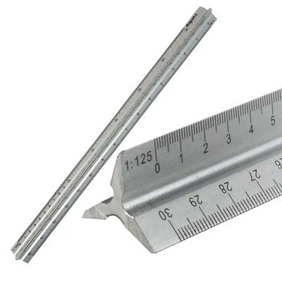 LEVOX Pro 300mm Triangular Aluminum Ruler Tri-Scale 12" Metal Ruler Architect Engineer